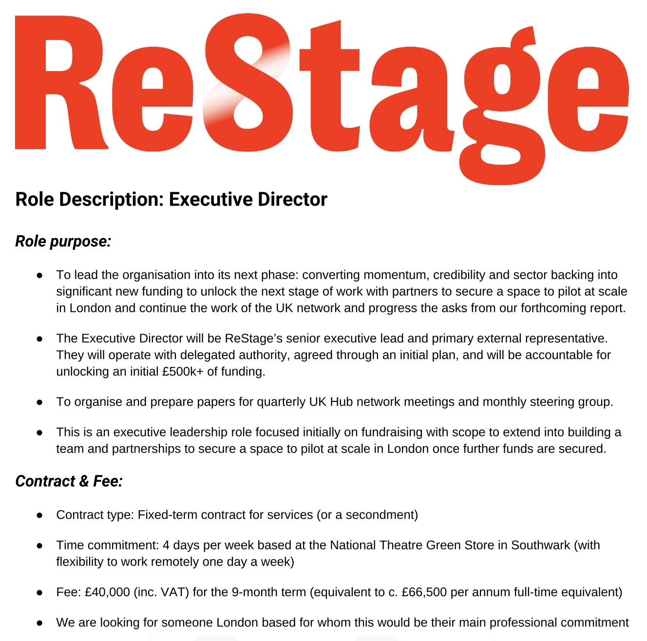 ReStage looking for an Executive Director